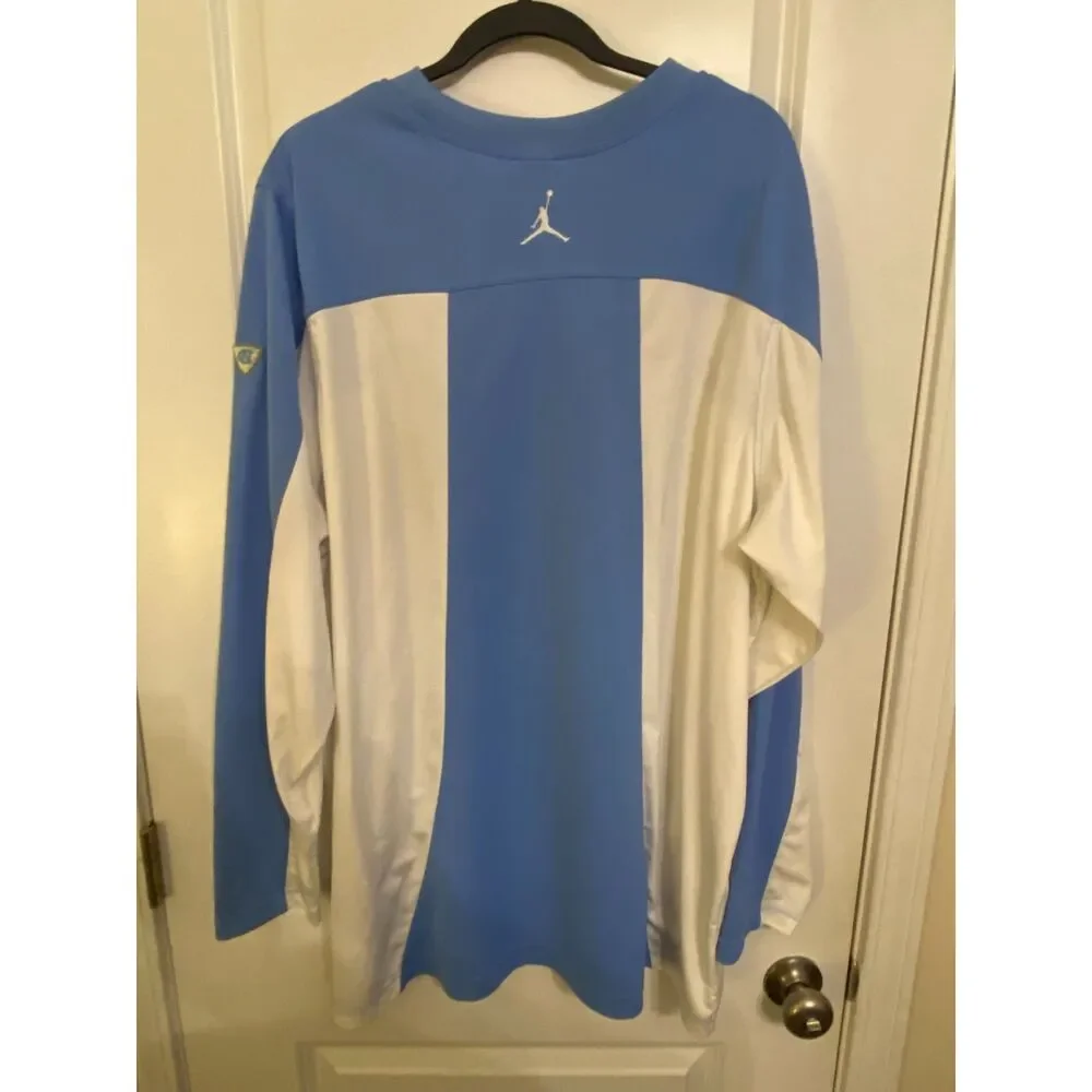 Jordan UNC Tar Heels Dri-FIT Long Sleeve Performance Shirt Blue White XXL